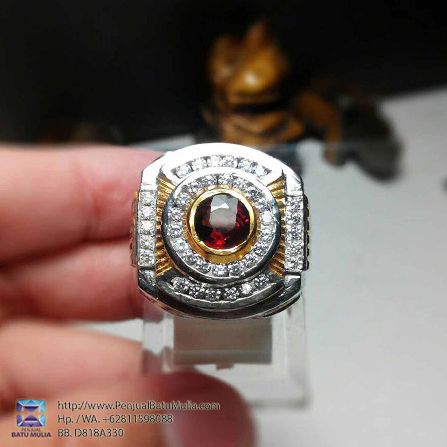 Batu Cinicn Red Spinel ring perak mewah